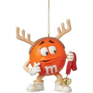 Enesco M&M's by Jim Shore Orange Character Dressed as Reindeer Hanging Ornament